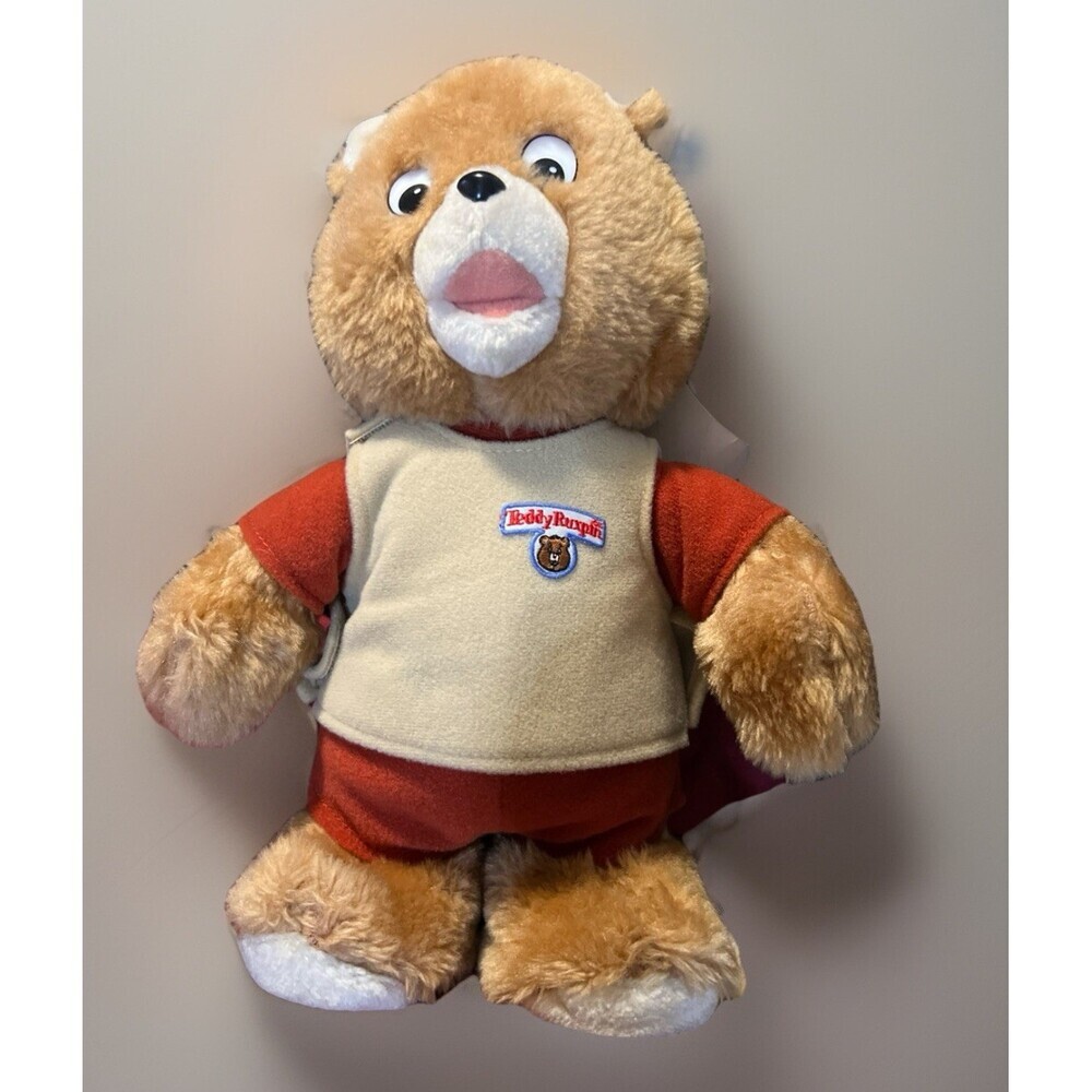 VINTAGE-1985 Worlds Of Wonder/Alchemy-12” Little Boppers Teddy Ruxpin Plush Bear